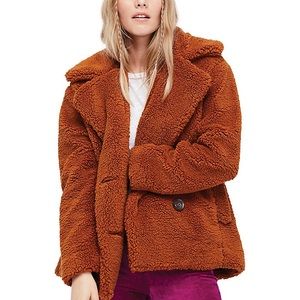 Free People Teddy Peacoat Size Medium Brown